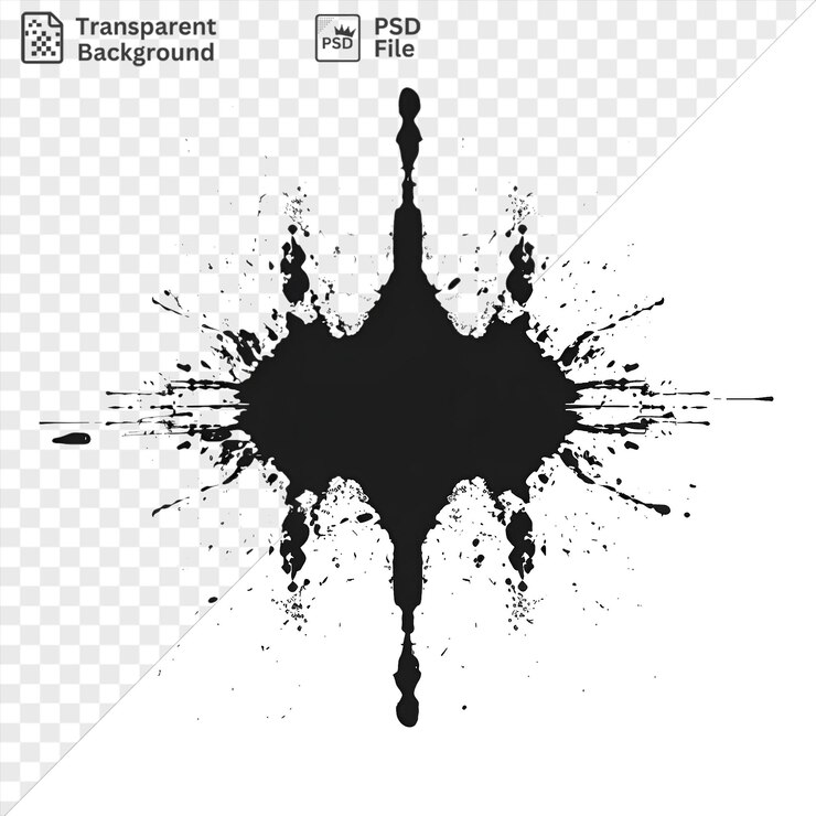 PSD patrones de manchas de tinta símbolo vectorial rorschach manchas de pintura negra en un fondo aislado
