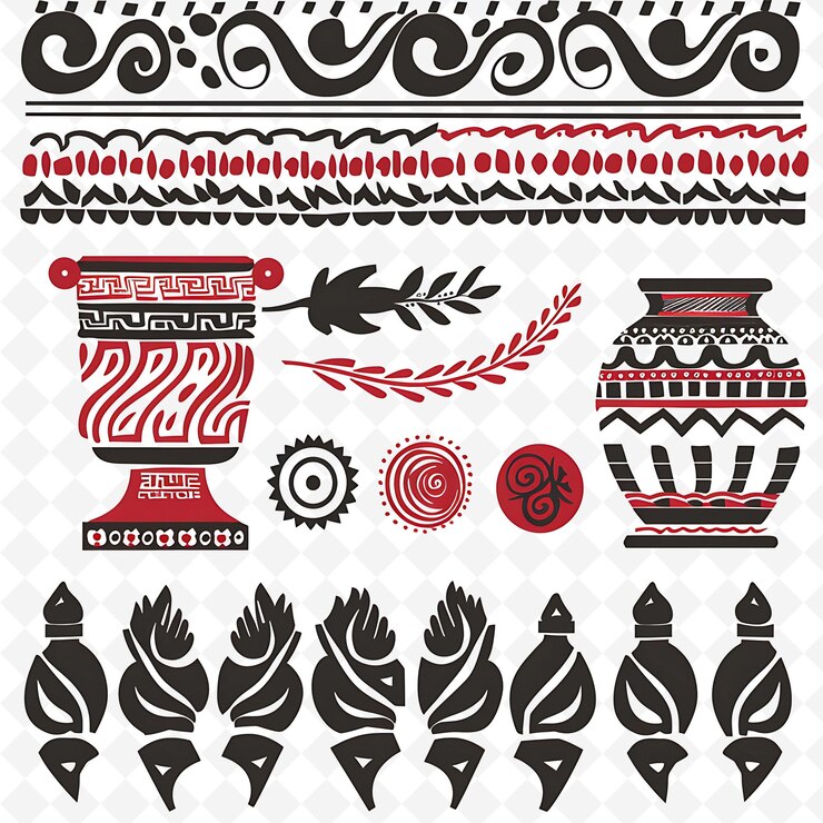 PSD con patrones de meandro griego diseño fronterizo decorado con diseños de motivos estilizados únicos de png