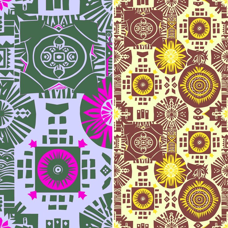 PSD patrones de mola panameños con coloridos vectores geométricos abstractos y geométrica creativa de animales