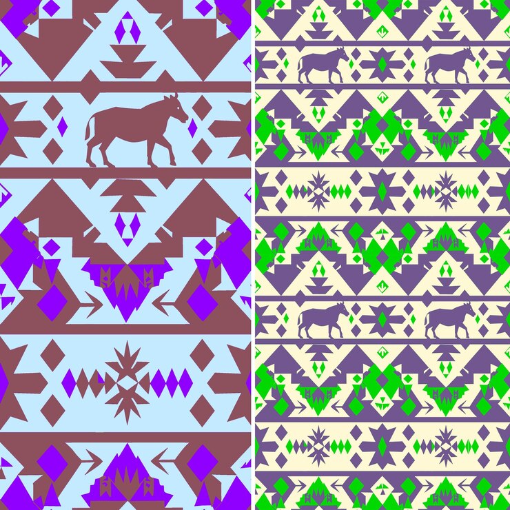 PSD patrones navajos con siluetas de animales formas geométricas y diseños abstractos tradicionales de png