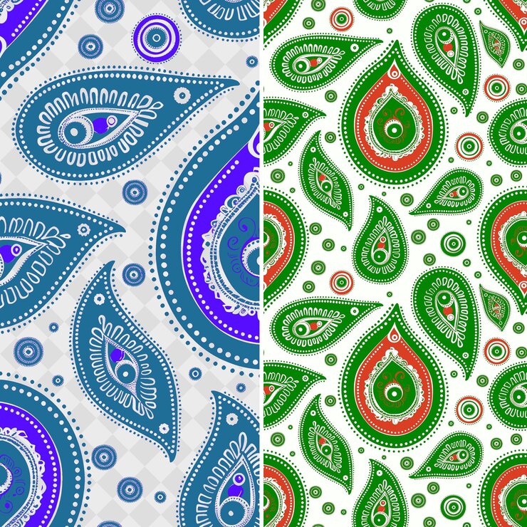 PSD patrones de paisley con formas de lágrima y cerrados en círculo vector geométrico abstracto creativo