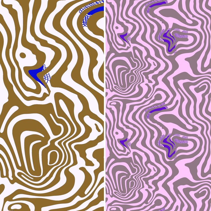 PSD patrones psicodélicos con líneas fluidas y encerrados en un vector geométrico abstracto creativo