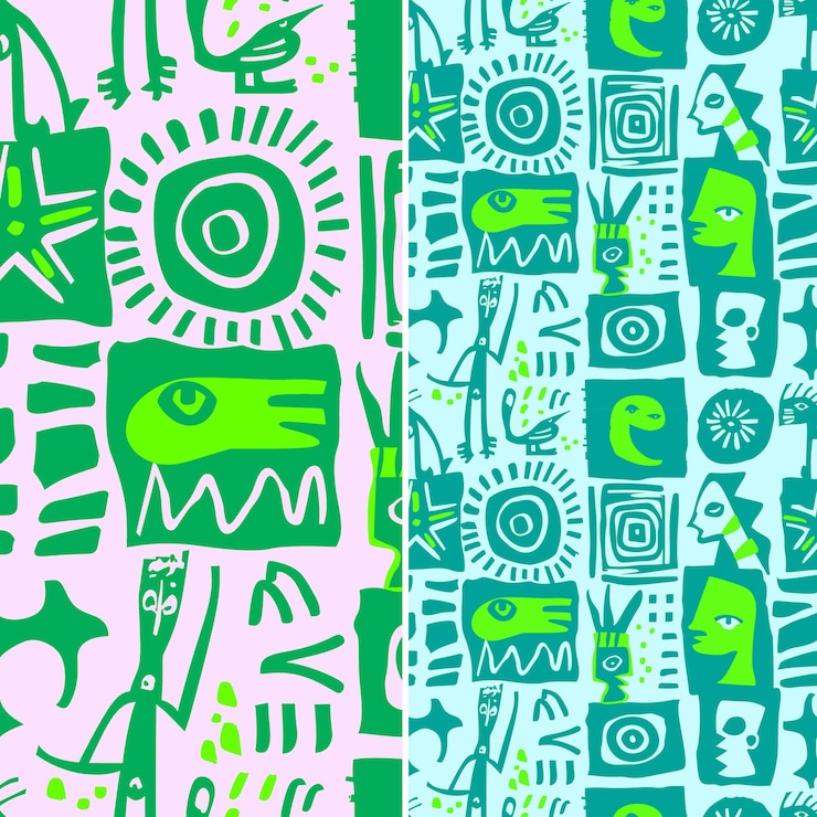 PSD patrones shona de zimbabue con dibujos abstractos de higos humanos y animales png diseños abstractos tradicionales