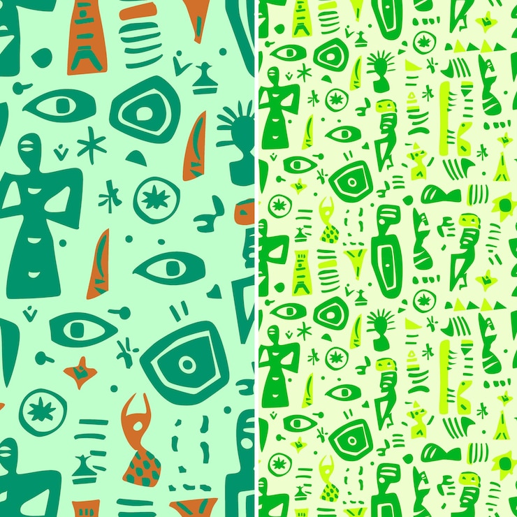 PSD patrones shona de zimbabue con dibujos abstractos de higos humanos y animales png diseños abstractos tradicionales