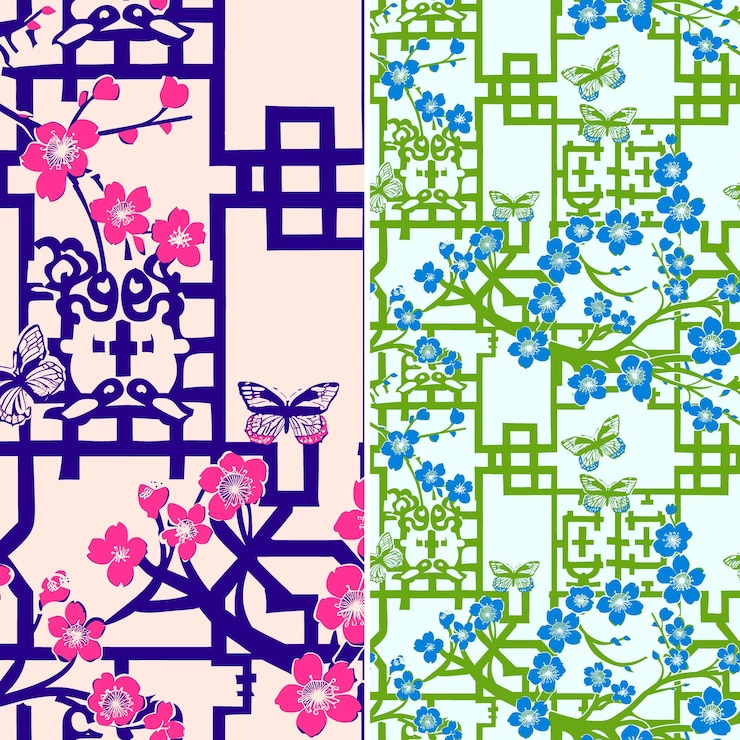 PSD patrones taiwaneses con motivos aborígenes, flores de ciruela y diseños abstractos tradicionales de papúa nueva guinea