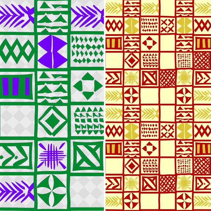 PSD patrones de tela de barro africano con formas geométricas y vector geométrico abstracto creativo de bordere