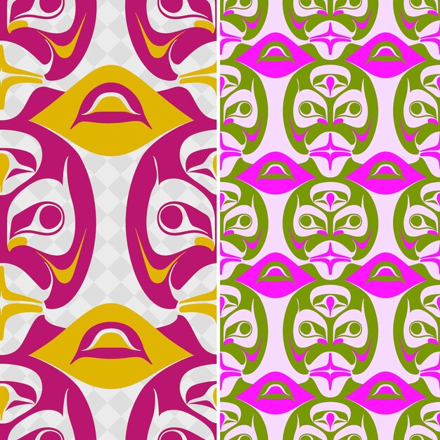 Patrones de tótem nativo americano con formas de animales apiladas Vector geométrico abstracto creativo