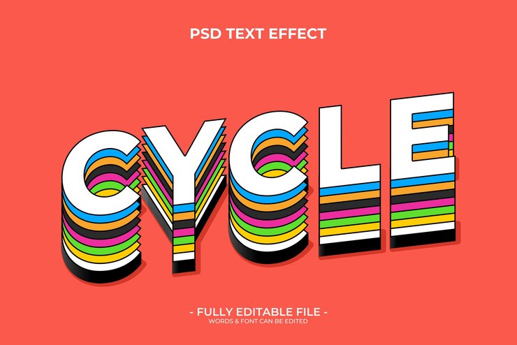 PSD pattern cycle editable text effect