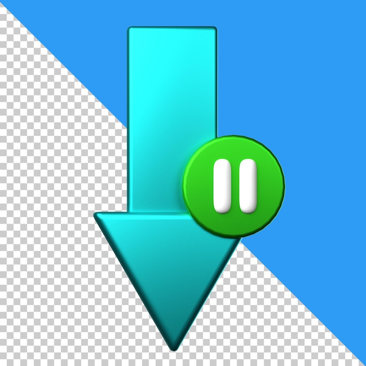 PSD pause-download-symbol isoliert auf dem transparenten hintergrund