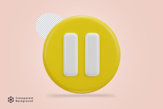 Pause-Symbol auf der gelben 3D-Taste 3D-Rendering