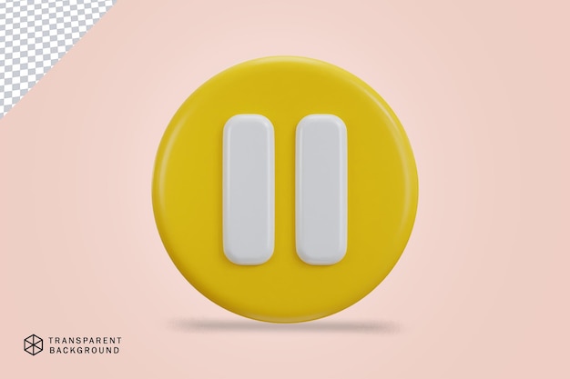 Pause-Symbol mit 3D-Gelben-Tasten-Symbon 3D-Rendering-Illustration