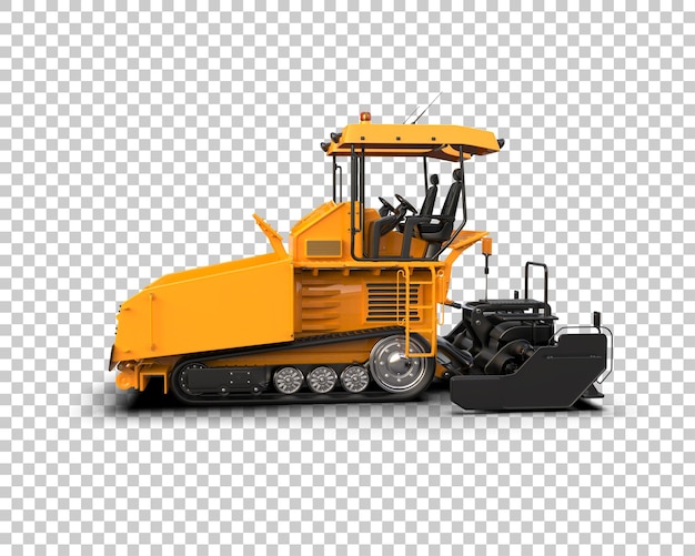 El pavimentador de asfalto aislado en el fondo de la ilustración de renderización 3D