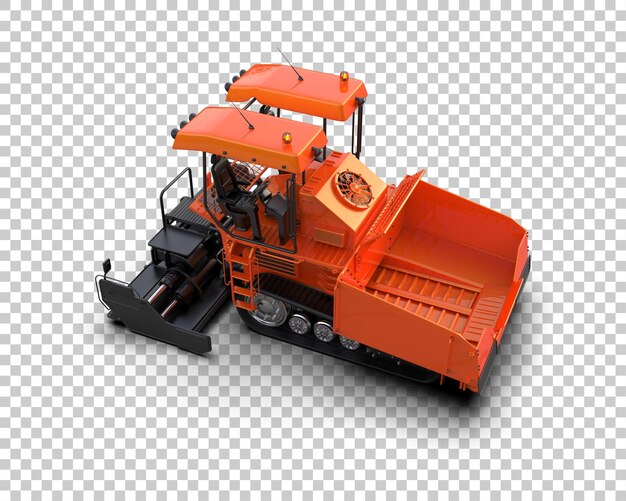 El pavimentador de asfalto aislado en el fondo de la ilustración de renderización 3D