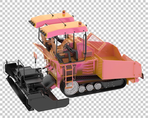 Pavimentadora de asfalto sobre fondo transparente Ilustración de renderizado 3d