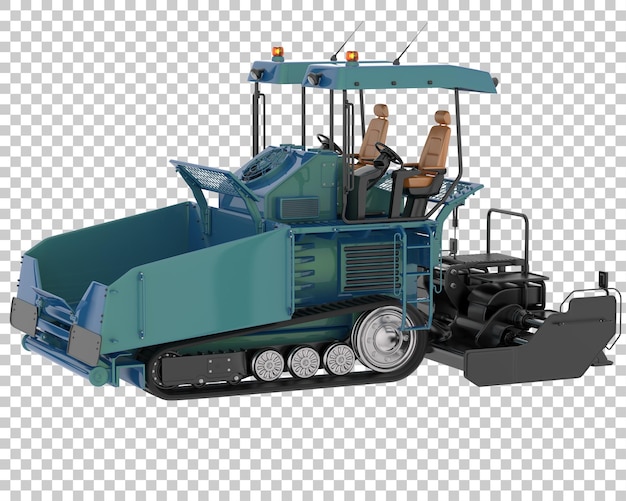Pavimentadora de asfalto sobre fondo transparente Ilustración de renderizado 3d