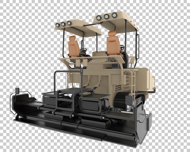 Pavimentadora de asfalto sobre fondo transparente Ilustración de renderizado 3d