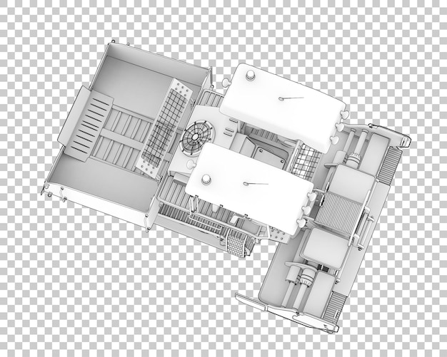 Pavimentadora de asfalto na ilustração de renderização 3d de fundo transparente