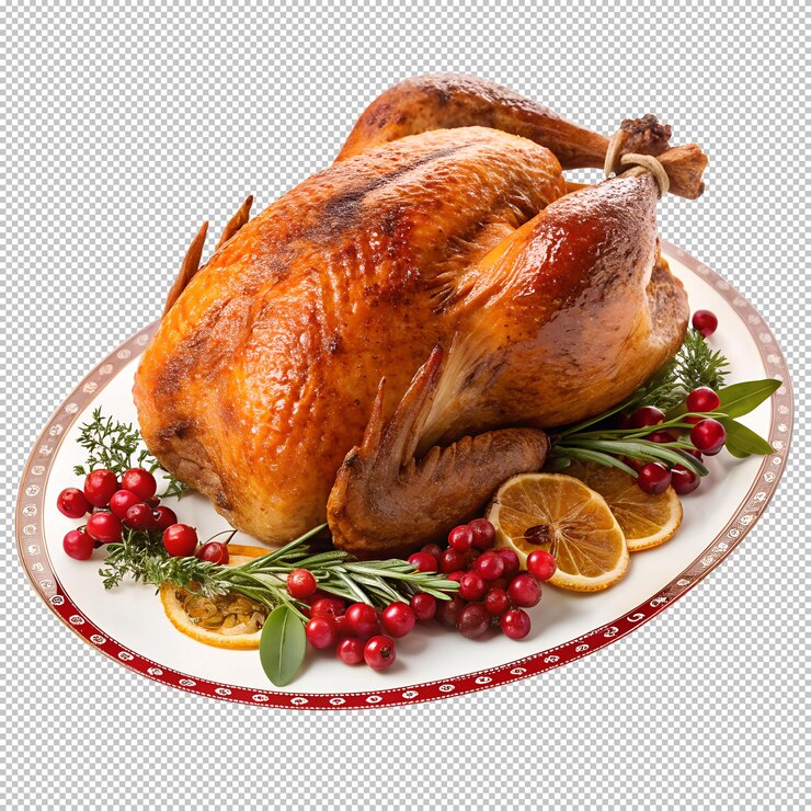 PSD el pavo asado sobre un fondo transparente el pavo asado de acción de gracias