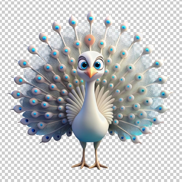 El pavo blanco de dibujos animados en 3d