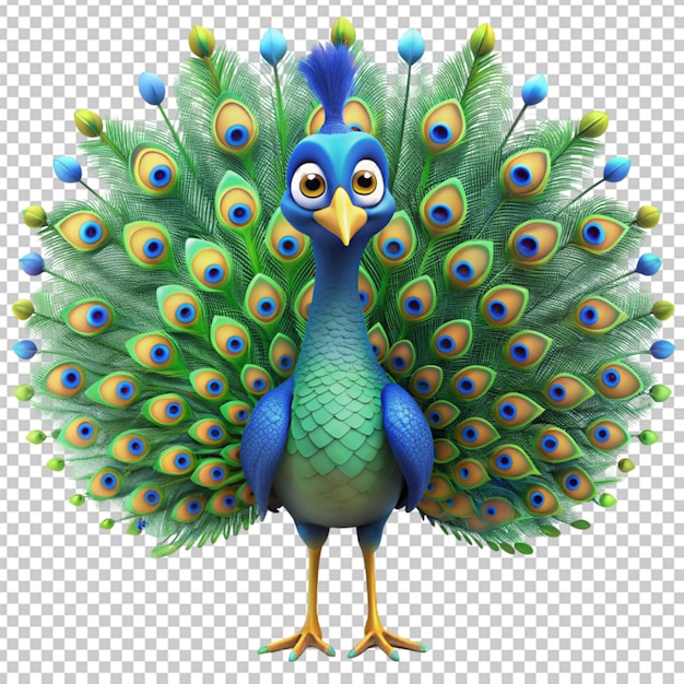 PSD el pavo real de dibujos animados en 3d