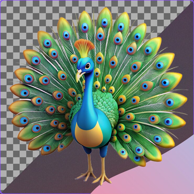 PSD el pavo real con las plumas extendidas