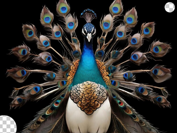 PSD pavo real png transparente