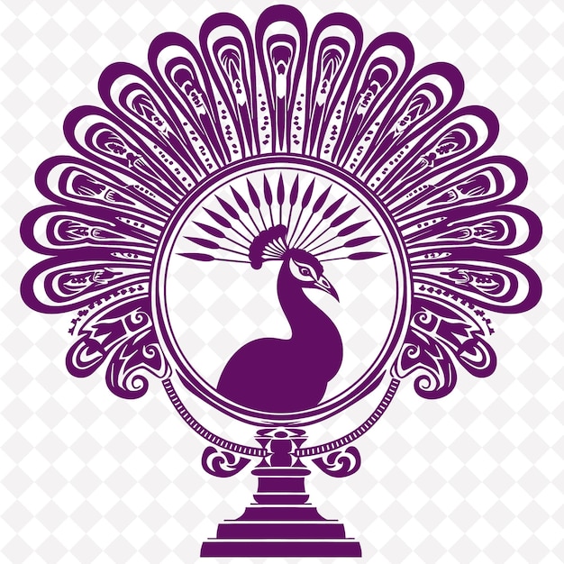 Un pavo real púrpura con un fondo púrpura y un fondo blanco