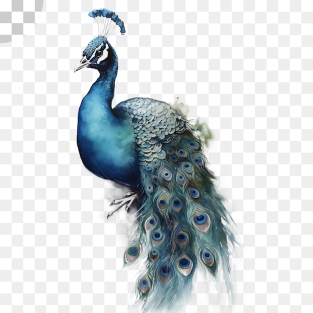 El pavo real en un traje de fondo transparente