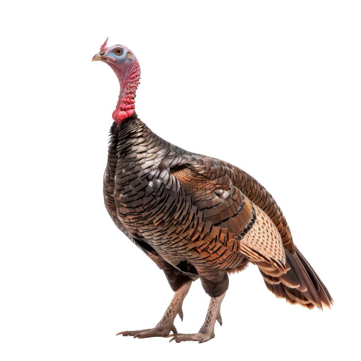 PSD el pavo salvaje con plumaje marrón y negro y el pavo rojo