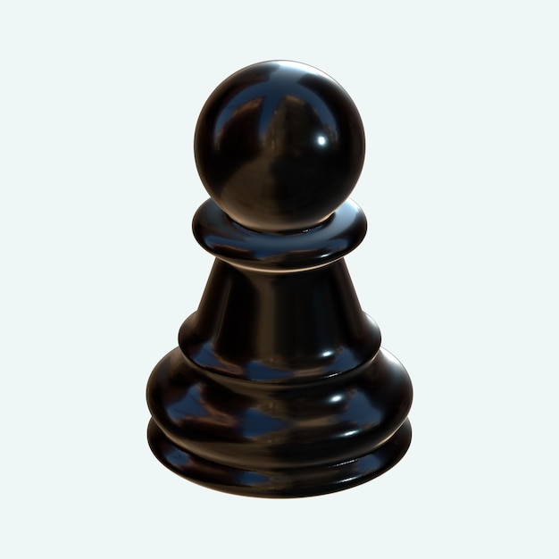 Pawn Chess Black 3D-Rendering in PNG