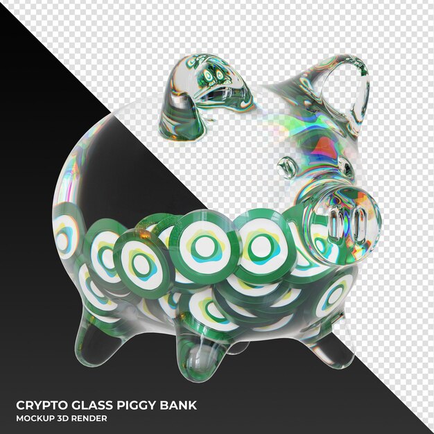 Pax Dollar USDP Hucha de vidrio con monedas criptográficas Ilustración 3d