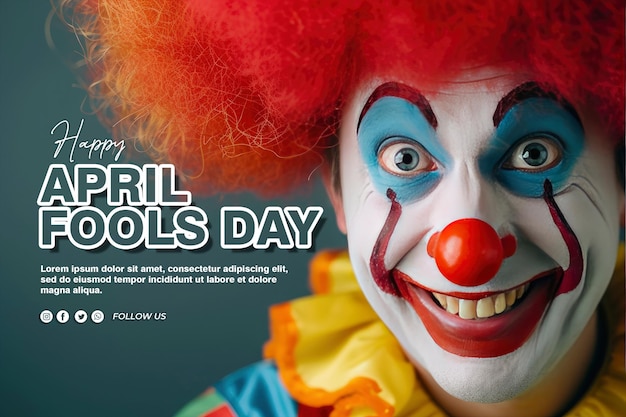 payaso gracioso con espacio de copia para el texto conceptual del día de los tontos de abril