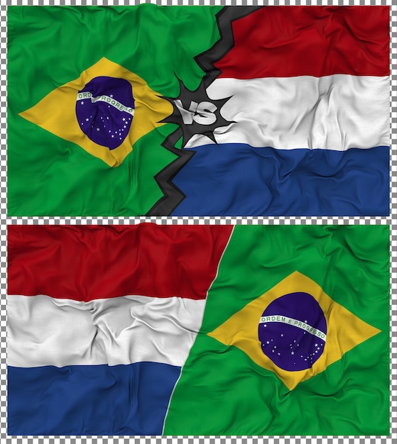 Pays-Bas contre le Brésil Half Combined Flag Cloth Bump Texture Rendering 3D