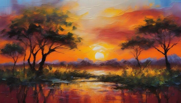 PSD un paysage africain tranquille art abstrait