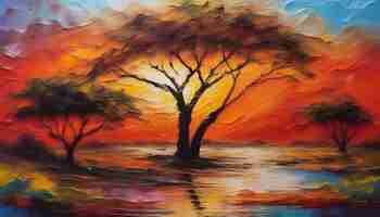 PSD un paysage africain tranquille art abstrait