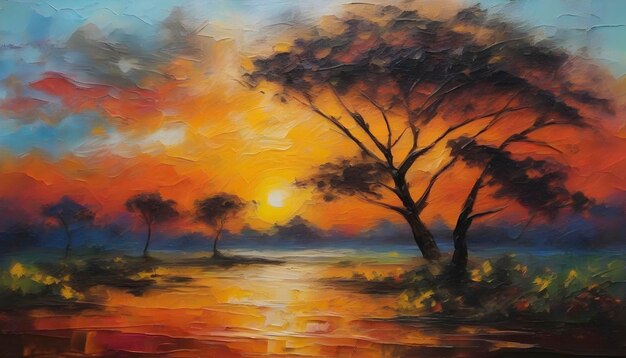 PSD un paysage africain tranquille art abstrait