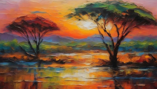 PSD un paysage africain tranquille art abstrait