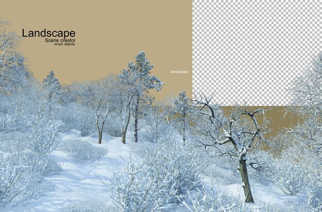 Paysage D'arbre D'hiver De Rendu 3d