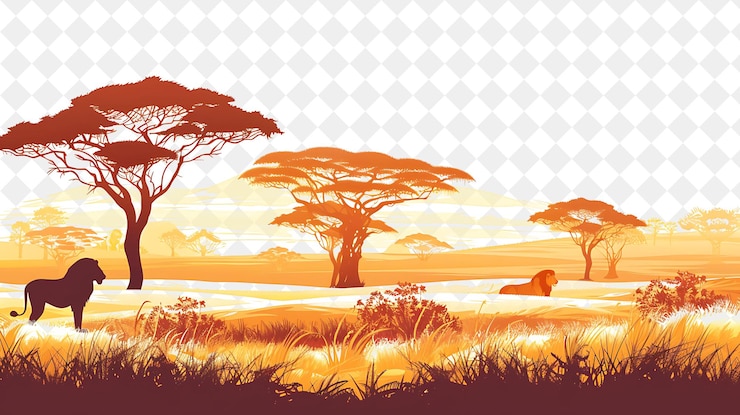 PSD un paysage avec des arbres et un ours en arrière-plan