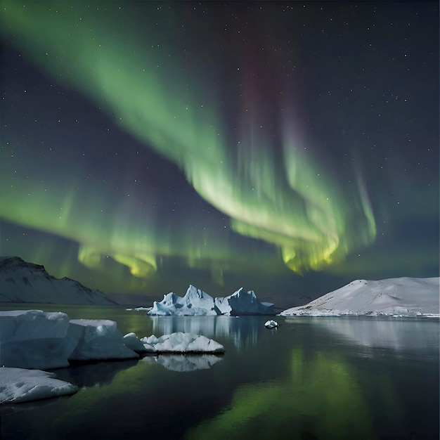 PSD le paysage arctique avec l'aurore