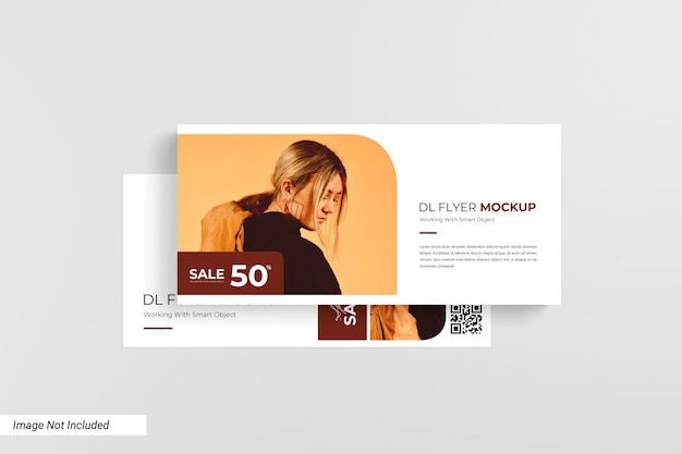 PSD paysage dl flyer mockup vue de dessus