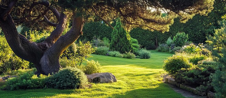 PSD un paysage de jardin tranquille