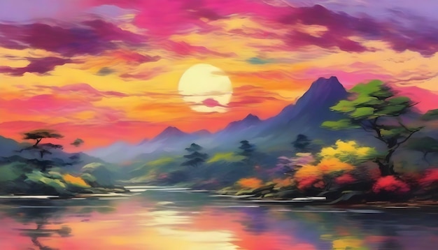 PSD un paysage naturel japonais serein art abstrait