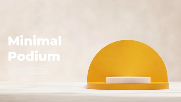 en paysage simple rendu de mur minimal maquette vierge 3d podium blanc jaune