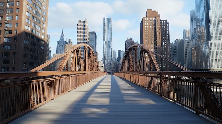 PSD le paysage urbain du pont piétonnier