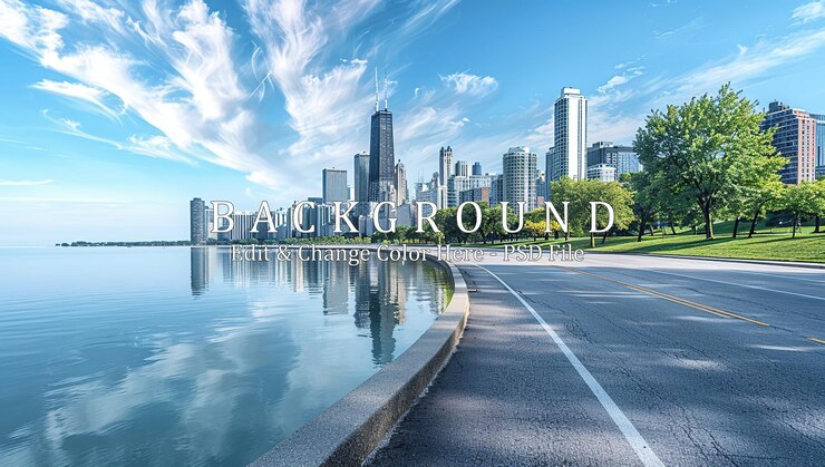 PSD le paysage urbain avec une route menant à un horizon
