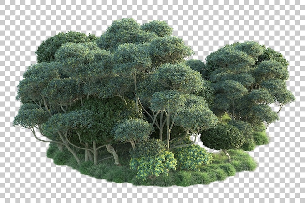 PSD paysage vert isolé sur fond transparent illustration de rendu 3d