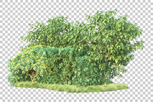 PSD paysage vert isolé sur fond transparent illustration de rendu 3d