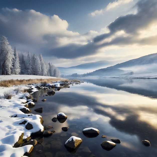 PSD des paysages réalistes reflétés dans le lac