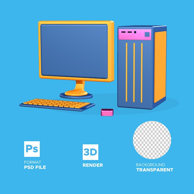 pc 3d render icon premium psd